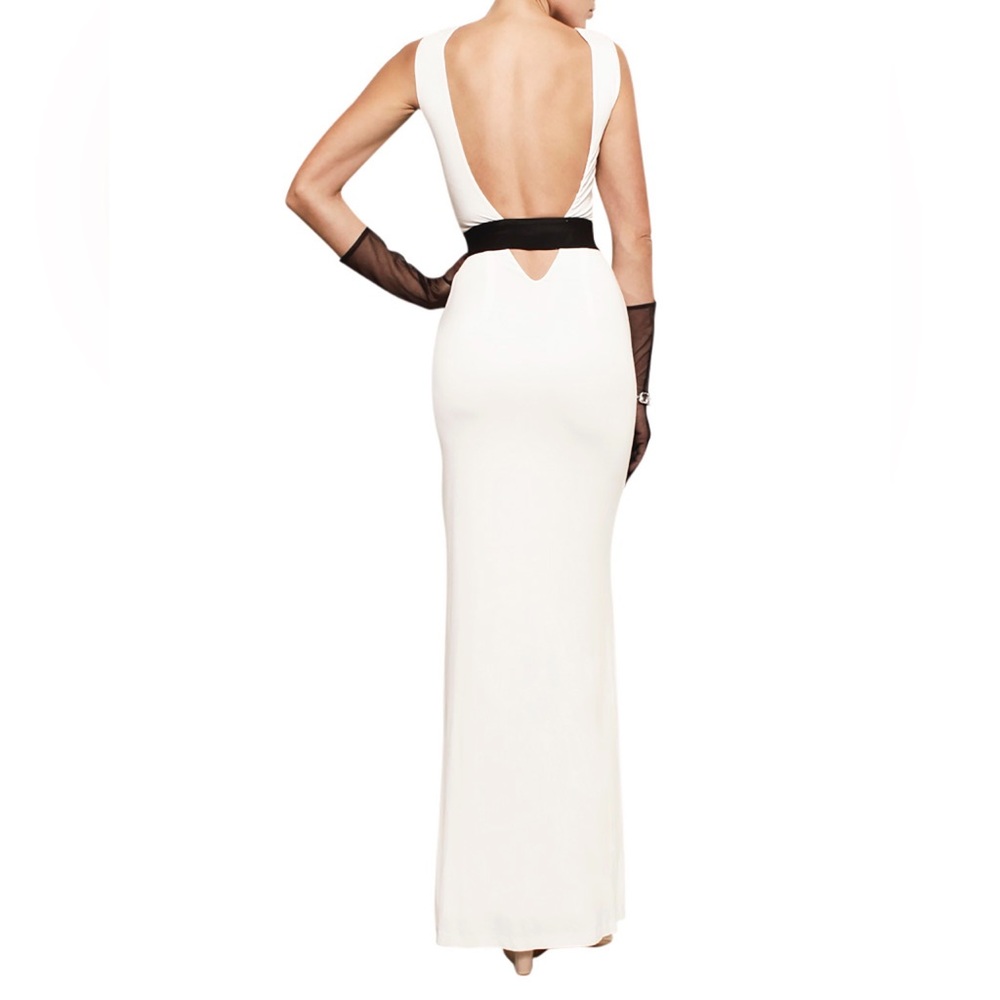 NWT White Backless Gown Dress Prom Wedding Jersey Audrey Hepburn Style